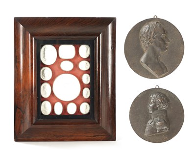 Lot 865 - A COLLECTION OF 19TH CENTURY GRAND TOUR PLASTER PLAQUES AND TWO BRONZE PORTRAIT PLAQUES