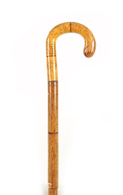 Lot 694 - AN EXOTIC BURRWOOD GENTLEMANS UMBRELLA WALKING STICK