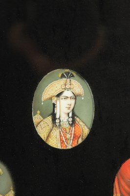 Lot 241 - A SET OF 19TH CENTURY INDIAN MINIATURE PORTRAITS ON IVORY.