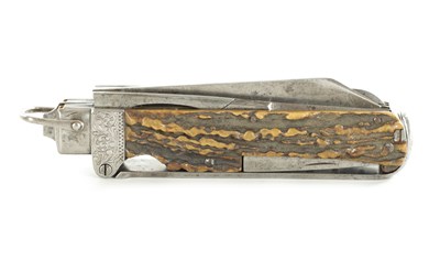 Lot 632 - AN OVERSIZED 19TH CENTURY COACHMAN'S MULTIBLADE FOLDING POCKET KNIFE