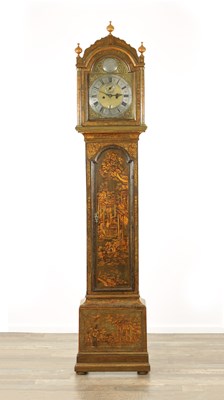 Lot 1238 - JAMES CHATER, LONDON A MID 18TH CENTURY EIGHT-DAY CHINOISERIE DECORATED LACQUERED LONGCASE CLOCK