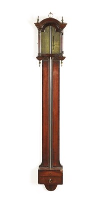 Lot 1201 - JOHN RISSE, LEEDS. AN UNUSUAL EARLY 18TH CENTURY WALNUT STICK BAROMETER