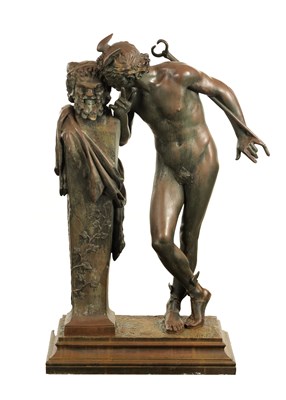 Lot 873 - HIPPOLYTE ALEXANDRE JULIEN MOULIN (1832-1884). AN OVERSIZED 19TH CENTURY BRONZE MODEL OF “UN SECRET D’EN HAUT”