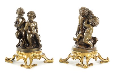 Lot 770 - A GOOD PAIR OF 19TH CENTURY FRENCH BRONZE AND ORMOLU FIGURAL SCULPTURES