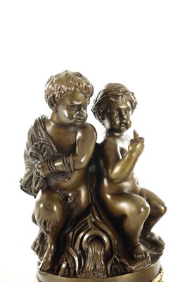 Lot 770 - A GOOD PAIR OF 19TH CENTURY FRENCH BRONZE AND ORMOLU FIGURAL SCULPTURES