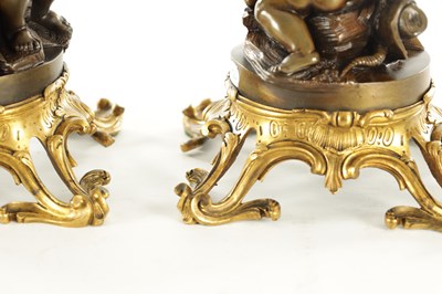 Lot 770 - A GOOD PAIR OF 19TH CENTURY FRENCH BRONZE AND ORMOLU FIGURAL SCULPTURES