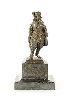 Lot 893 - A 19TH CENTURY BRONZE SCULPTURE OF A CAVALIER