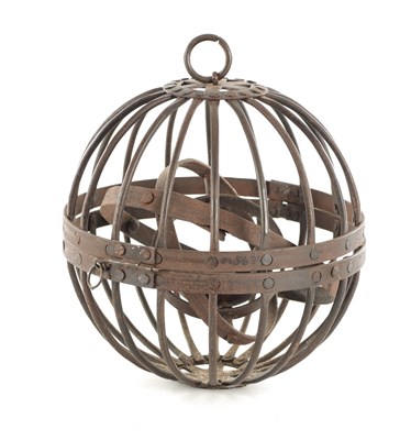 Lot 935 - AN IRON SPHERICAL SHIPS CEILING OIL LANTERN