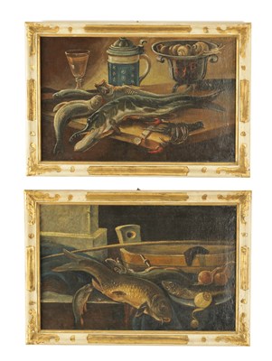 Lot 972 - A PAIR OF 18TH CENTURY CONTINENTAL STILL LIFE OILS ON CANVAS