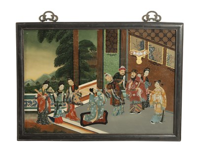 Lot 161 - A LATE 19TH CENTURY CHINESE REVERSE PAINTING ON GLASS