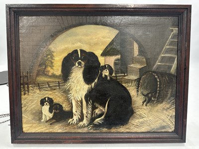 Lot 999 - A LATE 18TH CENTURY ENGLISH SCHOOL NAIVE DOG OIL ON CANVAS