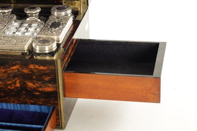 Lot 1333 - J.J. MECHI, 112 REGENT STREET, LONDON. A FINE 19TH CENTURY CALAMANDER AND BRASS INLAID DRESSING BOX