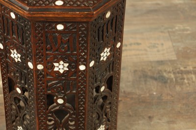 Lot 224 - A 19TH CENTURY OTTOMAN CARVED HARDWOOD AND MOTHER OF PEARL INLAID OCCASIONAL TABLE