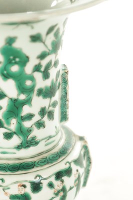 Lot 199 - A 19TH CENTURY CHINESE FAMILLE VERTE SHAPED PORCELAIN VASE