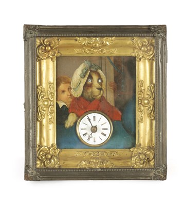 Lot 1220 - A 19TH CENTURY BLACKFOREST “AUGENWENDER” AUTOMATION WALL CLOCK