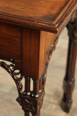 Lot 1485 - AN UNUSUAL GEORGE III FIGURED MAHOGANY CHIPPENDALE STYLE SILVER TABLE