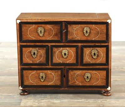 Lot 1357 - A GOOD LATE 17TH CENTURY CONTINENTAL WALNUT AND BONE INLAID TABLE CABINET