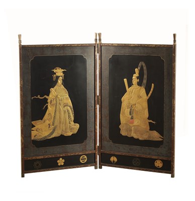 Lot 270 - A 19TH CENTURY JAPANESE MEIJI PERIOD LACQUER WORK SCREEN