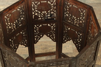 Lot 210 - A 19TH CENTURY ANGLO INDIAN CARVED HARDWOOD AND IVORY INLAID OCCASIONAL TABLE