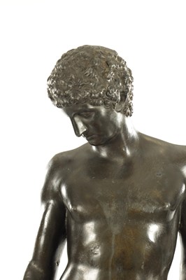 Lot 924 - AFTER THE ANTIQUE AN 18TH CENTURY BRONZED LEAD FIGURE OF THE CAPITOLINE ANTINOUS