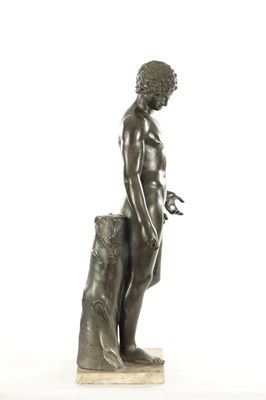 Lot 924 - AFTER THE ANTIQUE AN 18TH CENTURY BRONZED LEAD FIGURE OF THE CAPITOLINE ANTINOUS