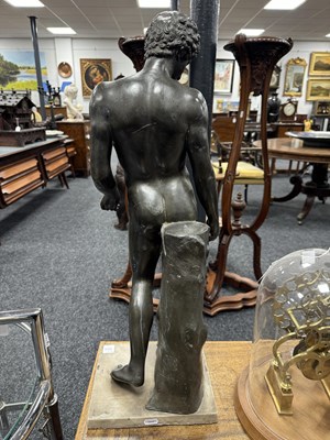 Lot 924 - AFTER THE ANTIQUE AN 18TH CENTURY BRONZED LEAD FIGURE OF THE CAPITOLINE ANTINOUS