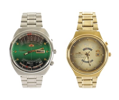 Lot 553 - TWO GENTLEMAN’S ORIENT PERPETUAL CALENDAR WRISTWATCHES