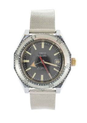 Lot 563 - A 1970'S GENTLEMAN’S STAINLESS STEEL OSCO AQUATIC DIVER'S WATCH