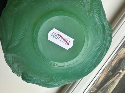 Lot 15 - A RENE LALIQUE JADE GREEN FORMOSE GLASS VASE