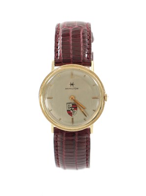 Lot 564 - A GENTLEMAN’S 14CT GOLD HAMILTON “PORSCHE” WRISTWATCH