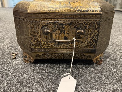 Lot 122 - A 19TH CENTURY CHINESE EXPORT CANTONESE LACQUERWORK SEWING BOX