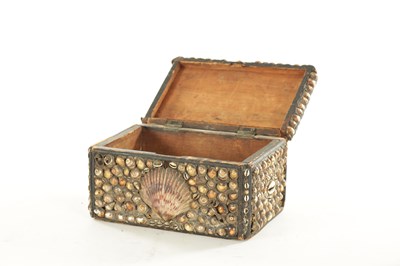 Lot 1338 - AN EARLY 19TH CENTURY TEA CADDY DECORATED WITH SHELLWORK