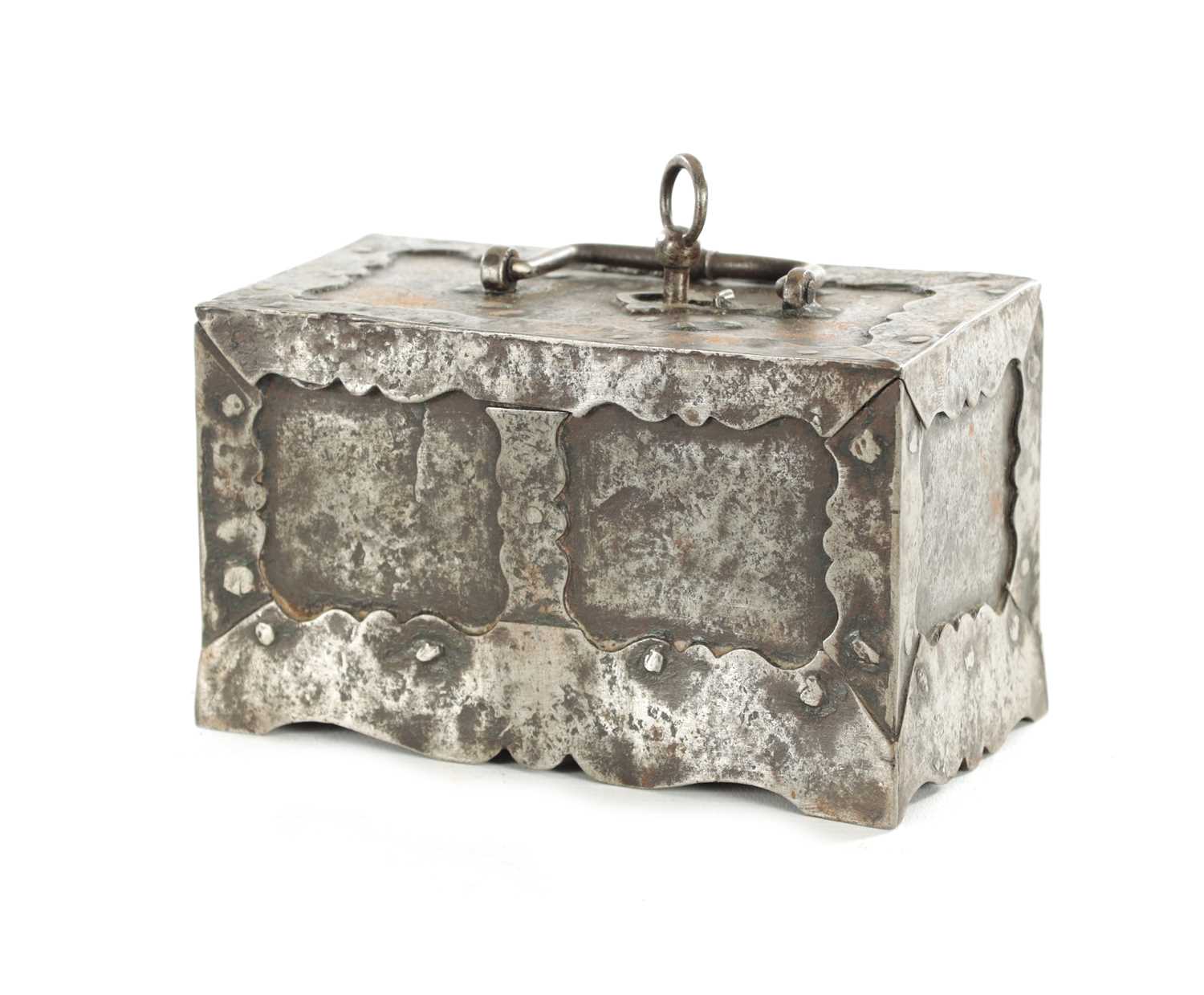 Lot 1353 - AN 18TH CENTURY IRONWORK CASKET