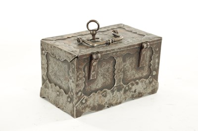 Lot 1353 - AN 18TH CENTURY IRONWORK CASKET