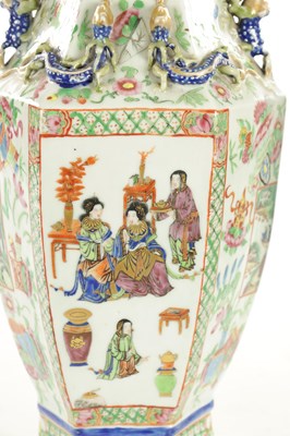 Lot 188 - A GOOD PAIR OF 19TH CENTURY CHINESE CANTONESE HEXAGONAL-SHAPED VASES