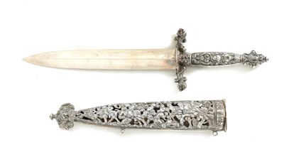 Lot 628 - A STEEL HOLBEIN STYLE DAGGER