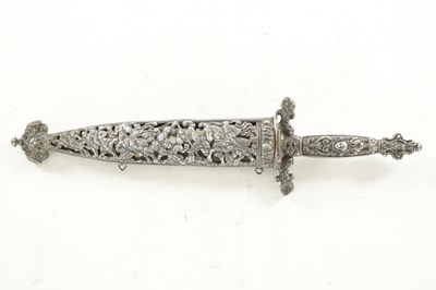 Lot 628 - A STEEL HOLBEIN STYLE DAGGER