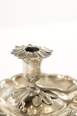 Lot 533 - A 19TH CENTURY MINIATURE SILVER CHAMBER STICK