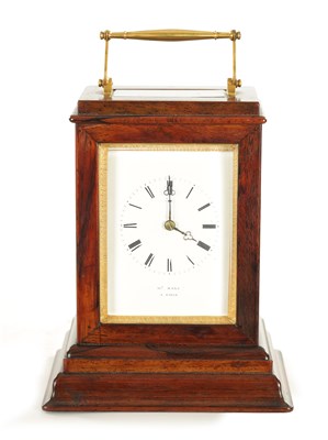 Lot 1115 - HENRY MARC, PARIS. AN EARLY 19TH CENTURY ROSEWOOD CARRIAGE CLOCK WITH RARE ESCAPEMENT