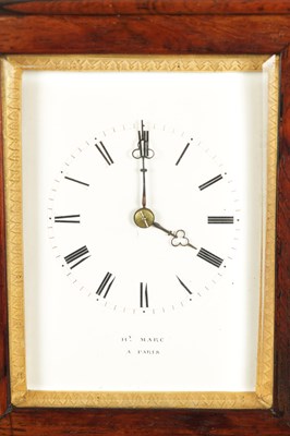 Lot 1094 - HENRY MARC, PARIS. AN EARLY 19TH CENTURY ROSEWOOD CARRIAGE CLOCK WITH RARE ESCAPEMENT
