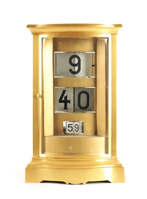 Lot 1078 - AN EARLY 20TH CENTURY FRENCH GILT BRASS FOUR-GLASS TICKET CLOCK