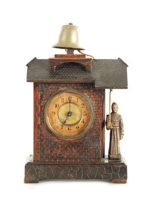 Lot 1117 - A LATE 19TH CENTURY BLACK FOREST AUTOMATION ALARM CLOCK