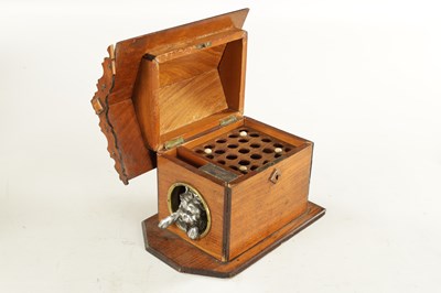 Lot 1306 - A LATE 19TH CENTURY NOVELTY OAK HUMIDOR FORMED AS A DOG KENNEL