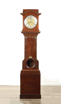 Lot 1226 - JONATHAN SHARP, CAMBRIDGE. AN UNUSUAL GEORGE III MONTH DURATION REGULATOR LONGCASE CLOCK