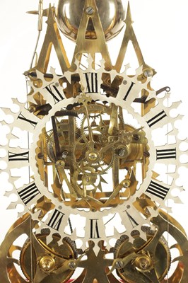 Lot A 20TH CENTURY DOUBLE FUSEE STRIKING AND REPEATING SKELETON CLOCK