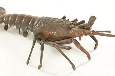 Lot 211 - A JAPANESE MEIJI PERIOD PATINATED BRONZE ARTICULATED MODEL OF A LOBSTER