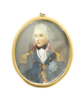 Lot 953 - A 19TH CENTURY MINIATURE ON IVORY PORTRAIT OF LORD NELSON