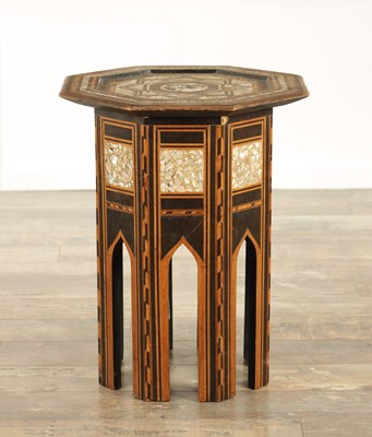 Lot 259 - A LATE 19TH CENTURY ISLAMIC PARQUETRY AND MOTHER OF-PEARL OCTAGONAL OCCASIONAL TABLE