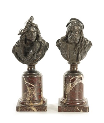 Lot 776 - ALBERT-ERNEST CARRIER de BELLEUSE (1824-1887). A PAIR OF 19TH CENTURY BRONZE BUSTS