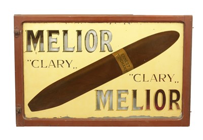 Lot 931 - A RARE VINTAGE ADVERTISING VERRE EGLOMISE MIRROR FOR ERNEST TINCHANT MELIOR "CLARY" CIGARS